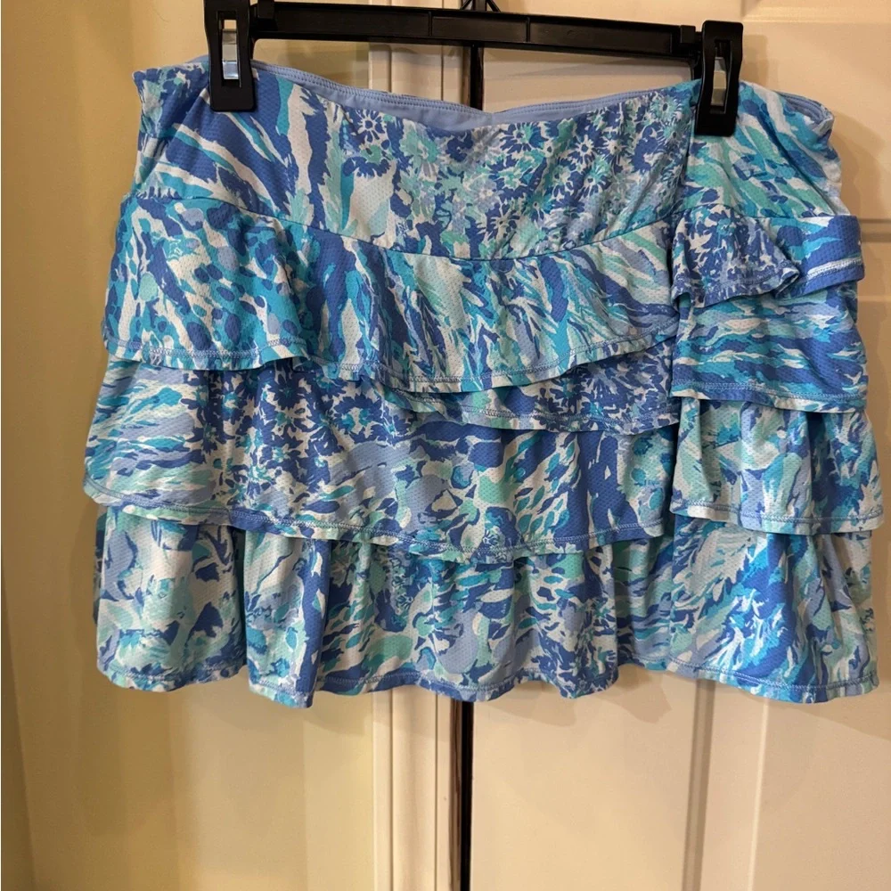 Lily‎ Pulitzer Blue Tiered Ruffle Skirt Luxletic XL